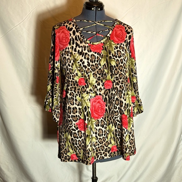 Rose/Cheetah Dress Size Large - Picture 1 of 3